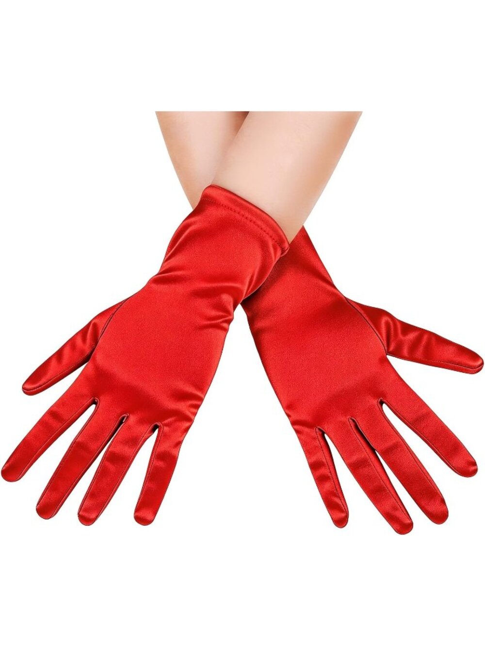 Women's Red Short Satin Wrist Length 1920s Halloween Cosplay Opera Gloves